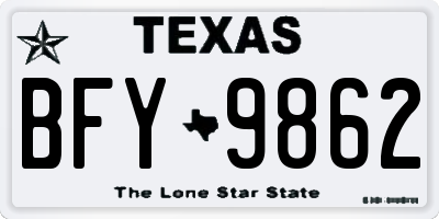 TX license plate BFY9862
