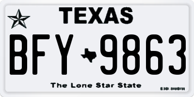 TX license plate BFY9863