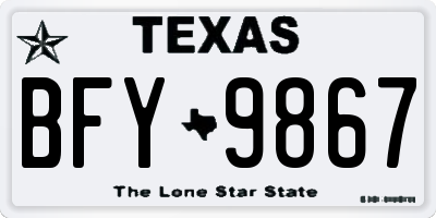 TX license plate BFY9867