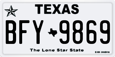 TX license plate BFY9869