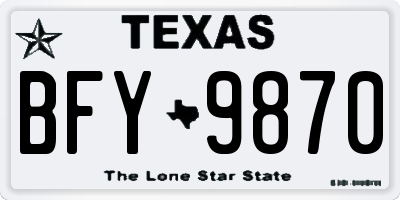TX license plate BFY9870