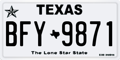 TX license plate BFY9871