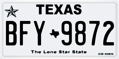 TX license plate BFY9872