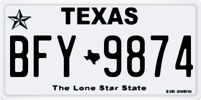 TX license plate BFY9874