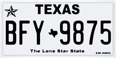 TX license plate BFY9875
