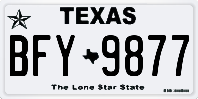 TX license plate BFY9877