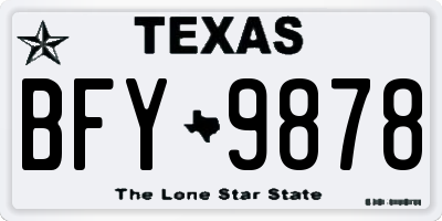 TX license plate BFY9878