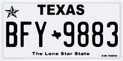TX license plate BFY9883