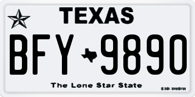 TX license plate BFY9890