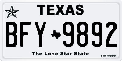 TX license plate BFY9892