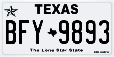 TX license plate BFY9893