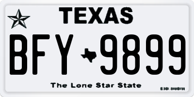 TX license plate BFY9899