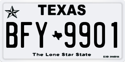 TX license plate BFY9901