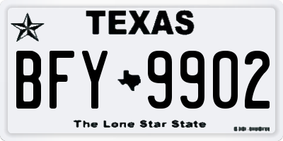 TX license plate BFY9902
