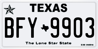 TX license plate BFY9903