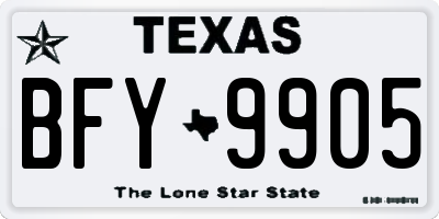 TX license plate BFY9905