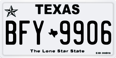 TX license plate BFY9906