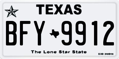 TX license plate BFY9912