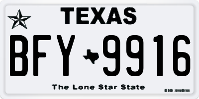 TX license plate BFY9916