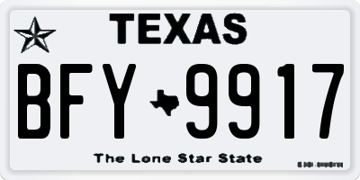 TX license plate BFY9917