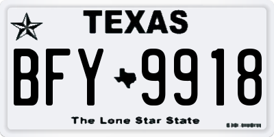 TX license plate BFY9918