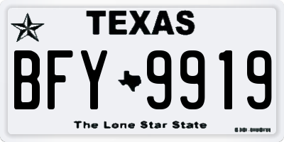 TX license plate BFY9919