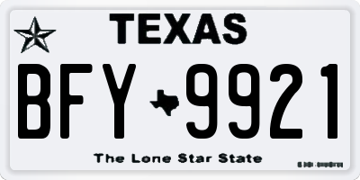 TX license plate BFY9921