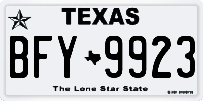 TX license plate BFY9923