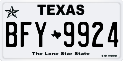 TX license plate BFY9924