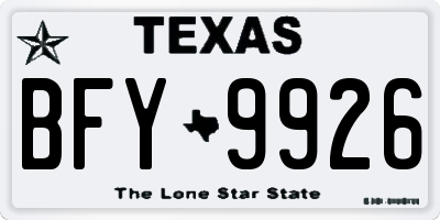 TX license plate BFY9926