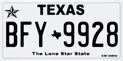 TX license plate BFY9928