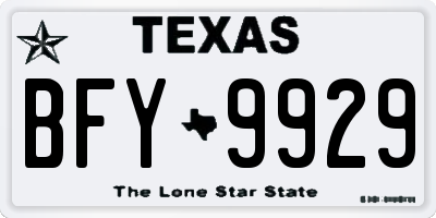 TX license plate BFY9929