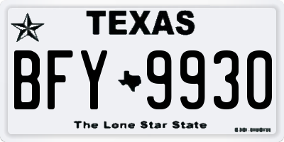 TX license plate BFY9930