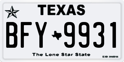 TX license plate BFY9931