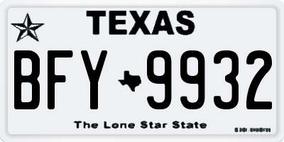 TX license plate BFY9932