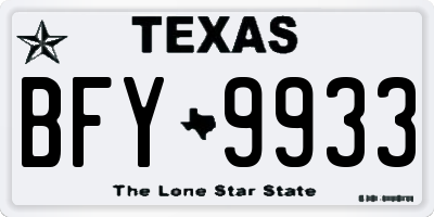 TX license plate BFY9933