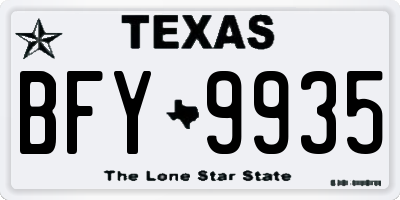 TX license plate BFY9935