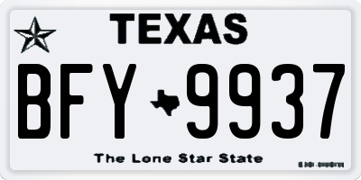 TX license plate BFY9937