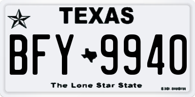 TX license plate BFY9940