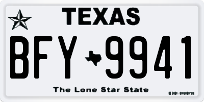 TX license plate BFY9941