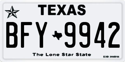 TX license plate BFY9942