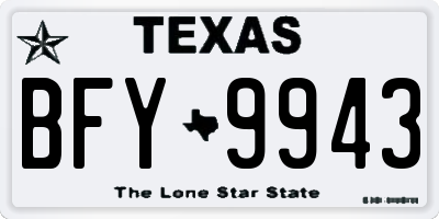 TX license plate BFY9943