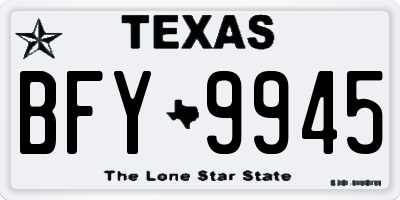 TX license plate BFY9945