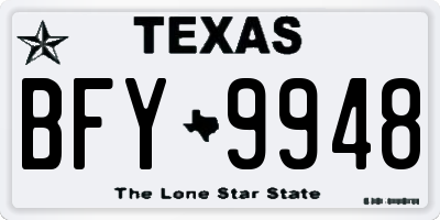 TX license plate BFY9948