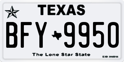 TX license plate BFY9950