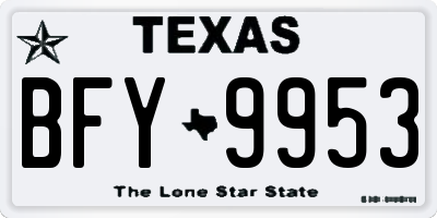TX license plate BFY9953