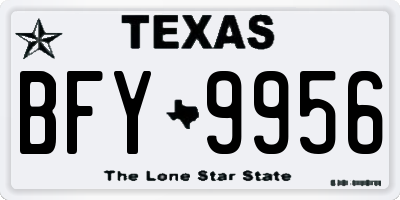 TX license plate BFY9956