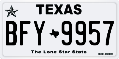 TX license plate BFY9957