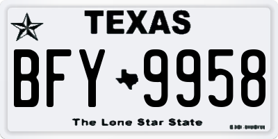 TX license plate BFY9958