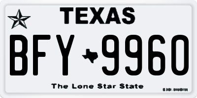 TX license plate BFY9960